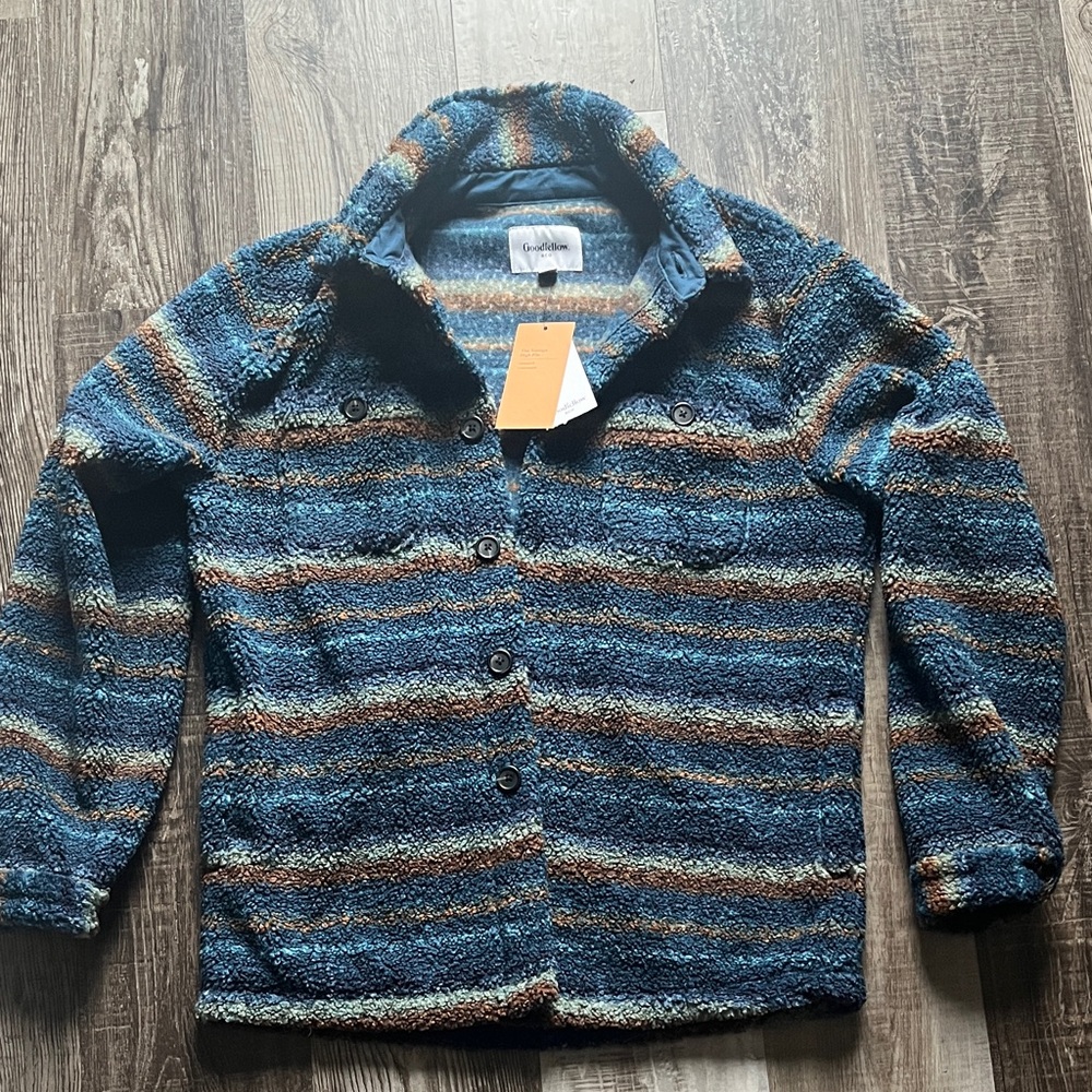 Goodfellow & Co Vintage High Pile Jacket in Blue and Brown